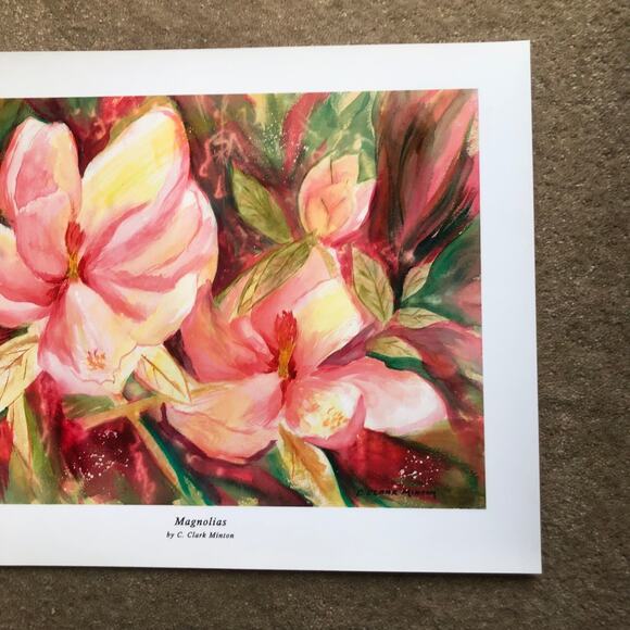 C. Clark Minton Signed Magnolias Flower Art Landscape Giclee Print - Picture 3 of 4